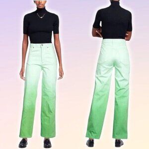 NWT SANDRO Gradient Effect Straight Leg Jean Sz 2 Green